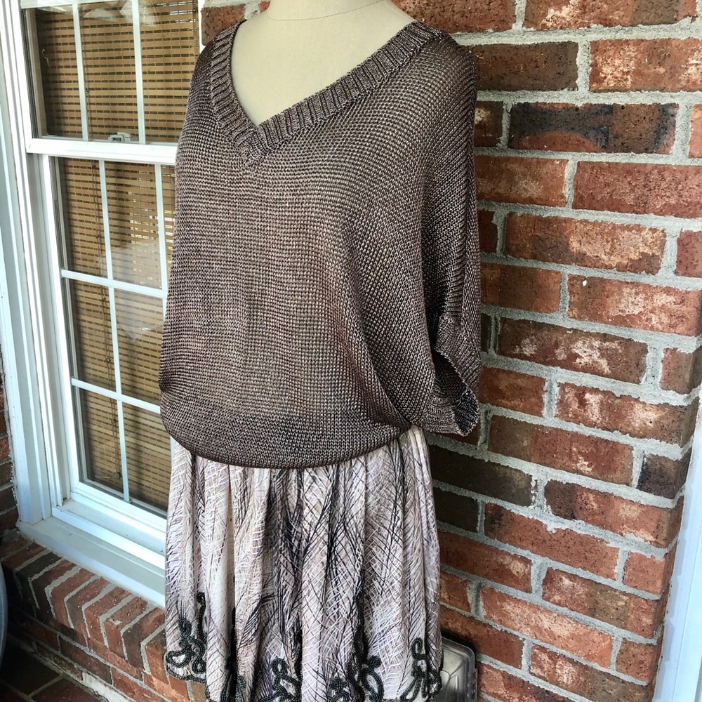 Vince Bronze Metallic Double V-Neck Sweater